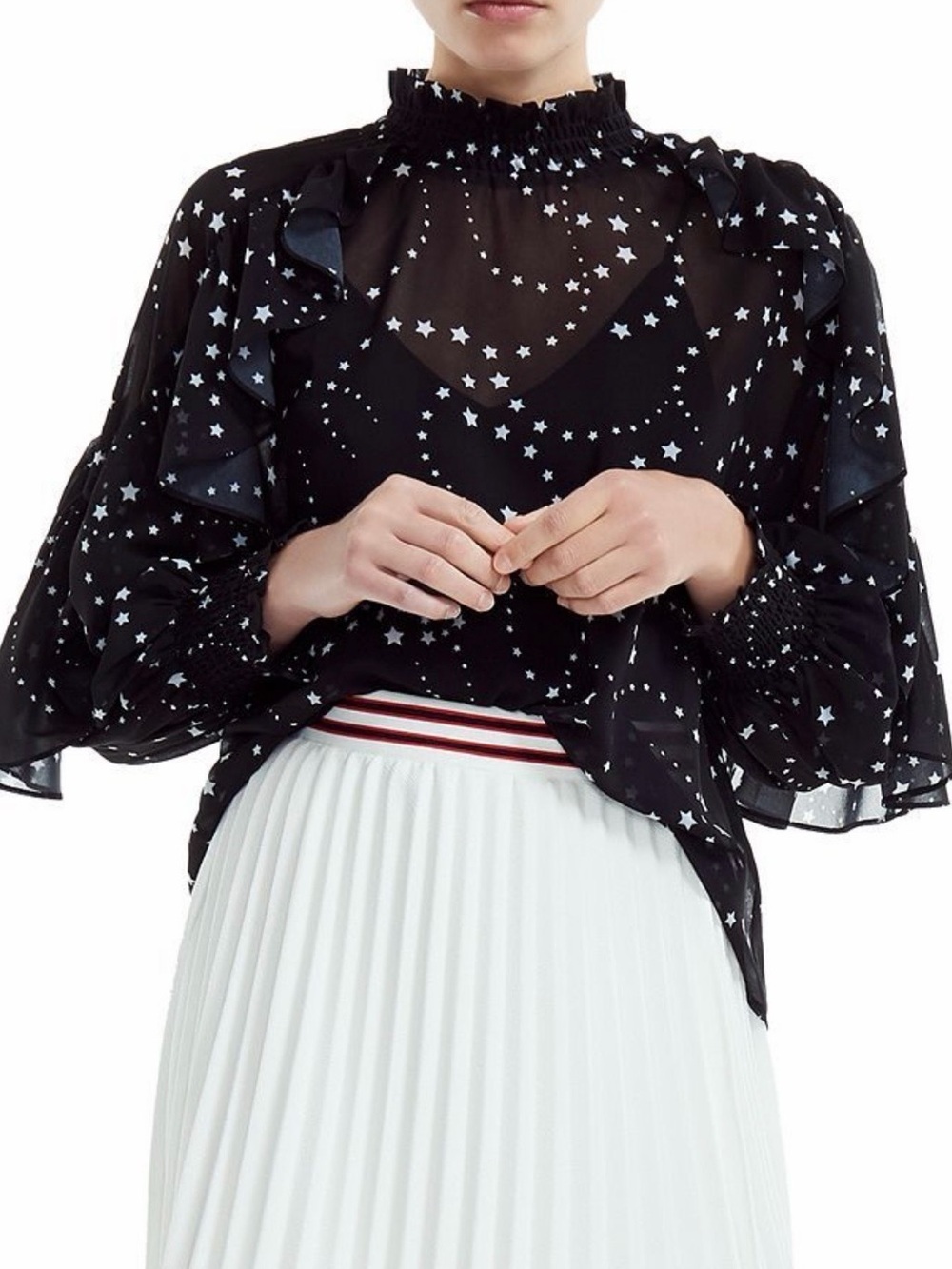 Maje Letro Sheer Star Print Blouse size 2 / M